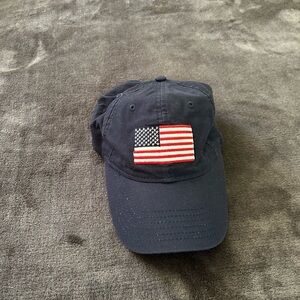 Navy Cap with American Flag Patch